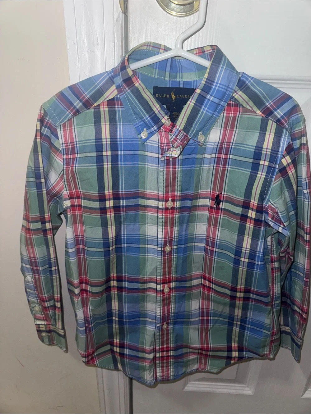 Ralph Lauren Boys Plaid Button Down Shirt Size 5